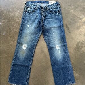 Ruehl No.925 Blue Relaxed Jeans Distressed Style
